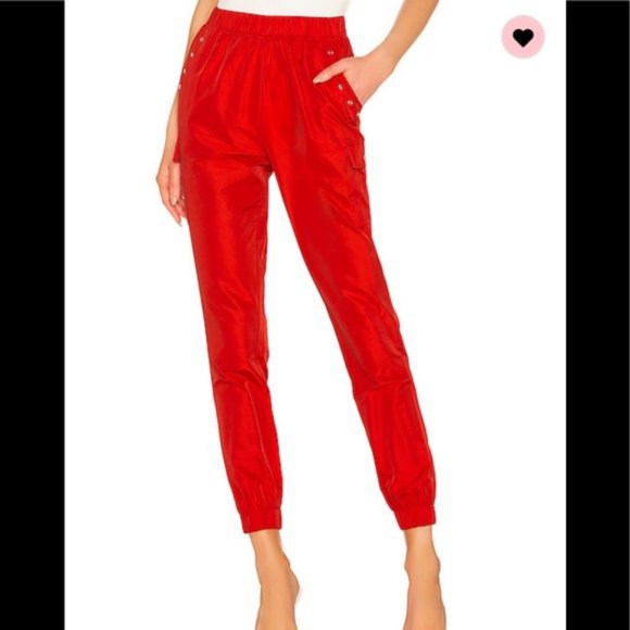 superdown Pants - Superdown Revolve Missy Red Jogger Pants Size L